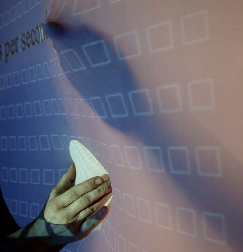 hards touching lycra screen from different sides